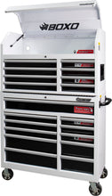 Load image into Gallery viewer, BOXO 41&quot; 19 Drawer Toolbox Stack with Drawer Trim Pack - White Body &amp; Trim Colour Options
