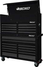 Load image into Gallery viewer, BOXO 53&quot; 20 Drawer Toolbox Stack with Drawer Trim Pack - Black Body with Trim Colour Options
