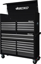 Load image into Gallery viewer, BOXO 53&quot; 20 Drawer Toolbox Stack with Drawer Trim Pack - Black Body with Trim Colour Options
