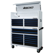 Load image into Gallery viewer, BOXO 53&quot; 20 Drawer Toolbox Stack with Drawer Trim Pack - White Body with Trim Colour Options
