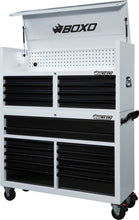 Load image into Gallery viewer, BOXO 53&quot; 20 Drawer Toolbox Stack with Drawer Trim Pack - White Body with Trim Colour Options
